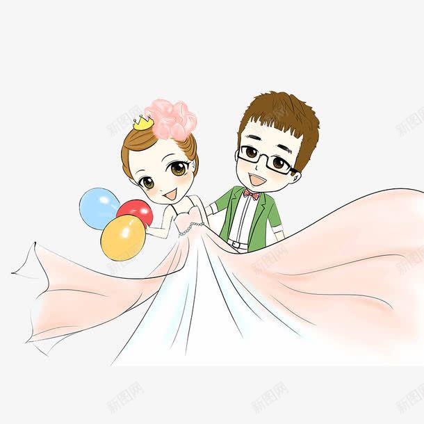 卡通婚礼新人背景喷绘png免抠素材_新图网 https://ixintu.com 卡通 婚礼 婚礼喷绘 新人 结婚