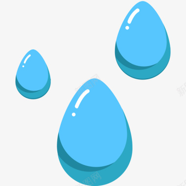 蓝色扁平化雨天水滴元素图标图标