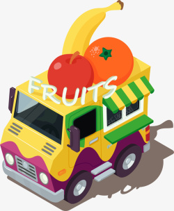 快餐车矢量图手绘卡通25D水果快餐车高清图片