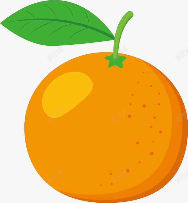 水彩橙色橙子矢量图ai免抠素材_新图网 https://ixintu.com 卡通 可口 好吃 橙子 橙色 绿色 美味 矢量图