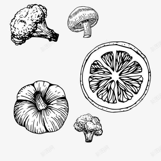 蔬菜背景png免抠素材_新图网 https://ixintu.com 俯视图 手绘蔬菜 欧式复古 洋葱 爱心蔬菜 线描 菜类图片 蘑菇