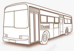 手绘的公交车手绘简美线条客车高清图片