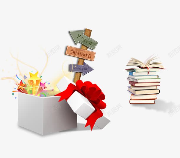 堆放的书籍和礼物盒png免抠素材_新图网 https://ixintu.com 书籍 初中生 堆放 学习方向 学生 方向标 礼物盒