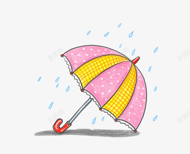 手绘雨伞png免抠素材_新图网 https://ixintu.com 下雨 卡通手绘 挡雨的雨伞 水彩 水珠 蓝色 雨伞 雨滴