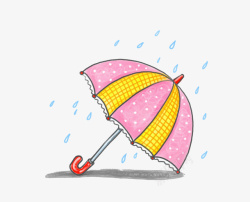 水彩雨滴手绘雨伞高清图片