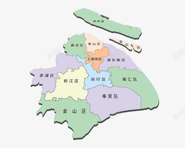 上海市行政区域地图png免抠素材_新图网 https://ixintu.com 上海市 地图 实物 行政区域