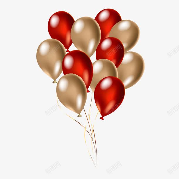 一簇气球png免抠素材_新图网 https://ixintu.com 咖啡色 气球 红色 节日