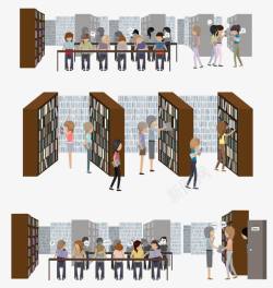 阅览室图书馆扁平化高清图片