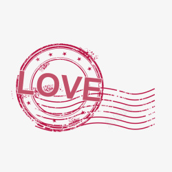 红色圆形手绘爱情标签矢量图素材