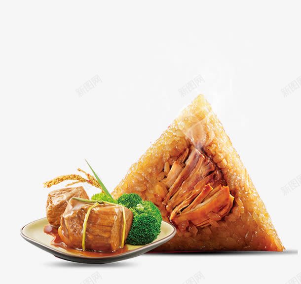 鲜肉粽子png免抠素材_新图网 https://ixintu.com 传统食品 端午节 粽子 美食 鲜肉粽