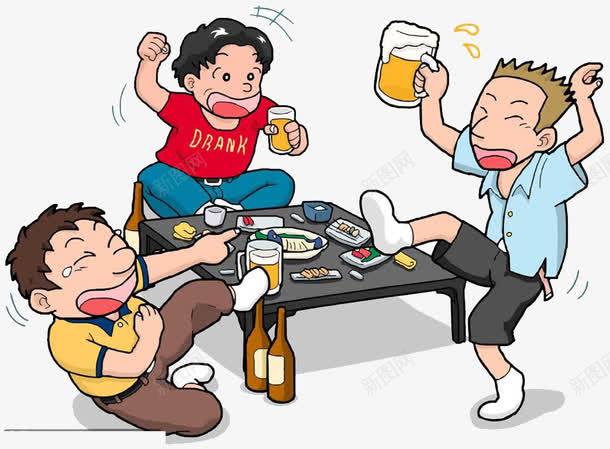 卡通一伙人在聚餐png免抠素材_新图网 https://ixintu.com 同学 啤酒 喝high 庆功宴 聚会
