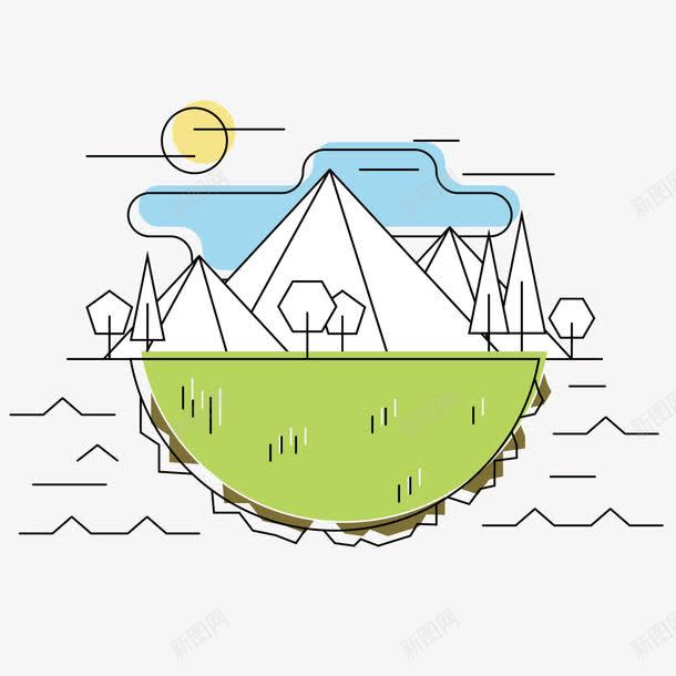 手绘山水png免抠素材_新图网 https://ixintu.com 山 手绘 水