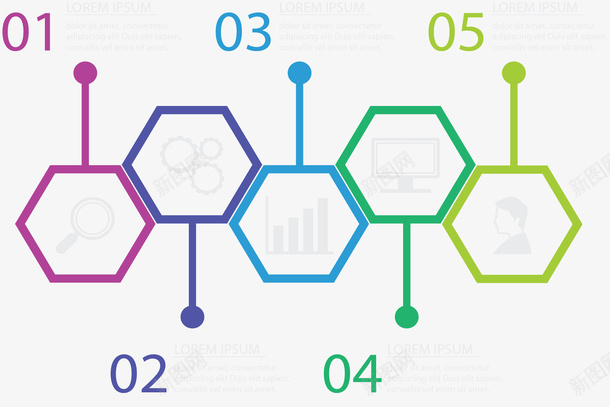 彩色线条边框流程图矢量图ai免抠素材_新图网 https://ixintu.com 五个步骤 多边形 定制流程 彩色线条 步骤图 流程图 矢量png 矢量图