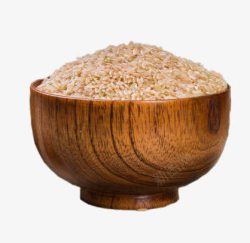 糙米木碗中的糙米高清图片