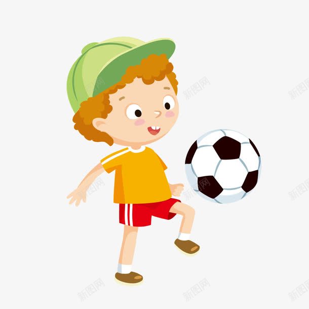 踢球的男孩png免抠素材_新图网 https://ixintu.com 卡通人物 小孩 男孩 足球