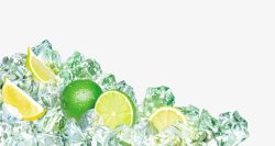 夏季绿色水果冰块素材
