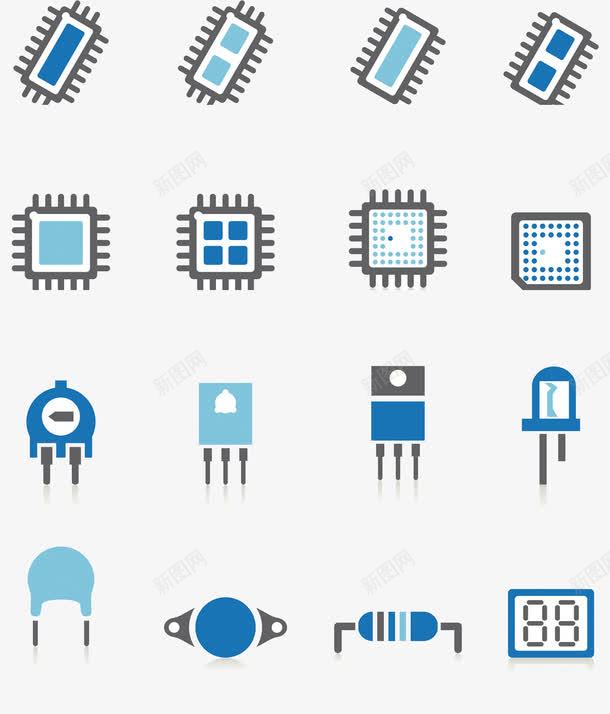 电子元器件图标png_新图网 https://ixintu.com 二极管 灯泡 电子元件 电子元件图 芯片 针脚