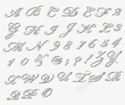 银色英文字母金属质感字母高清图片