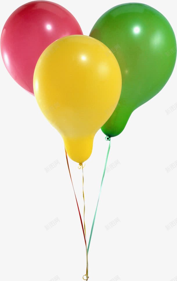 3个气球png免抠素材_新图网 https://ixintu.com 氢气球 玩具 红色 绿色 黄色