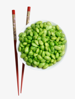 营养黄豆新鲜毛豆和碗筷摄影高清图片