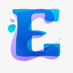 蓝色渐变叠印英文字母E矢量图素材