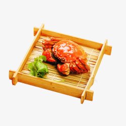 大闸蟹盒子木盒子装的美食大闸蟹高清图片
