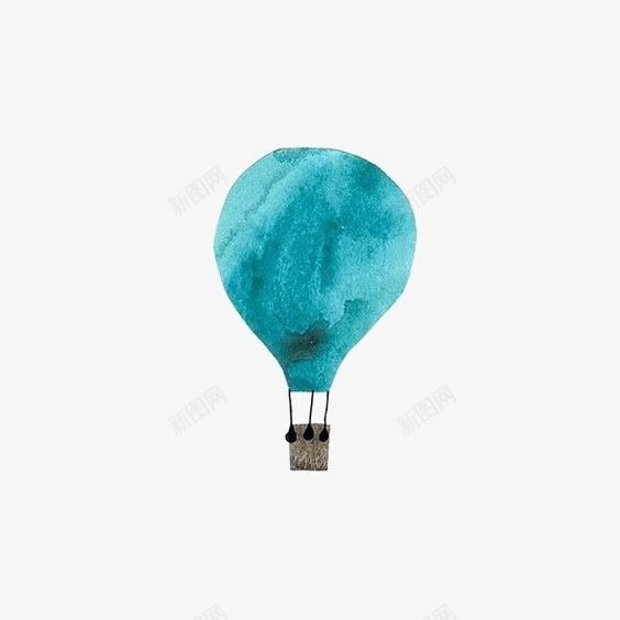 热气球png免抠素材_新图网 https://ixintu.com 卡通 水墨 水彩热气球 蓝色热气球