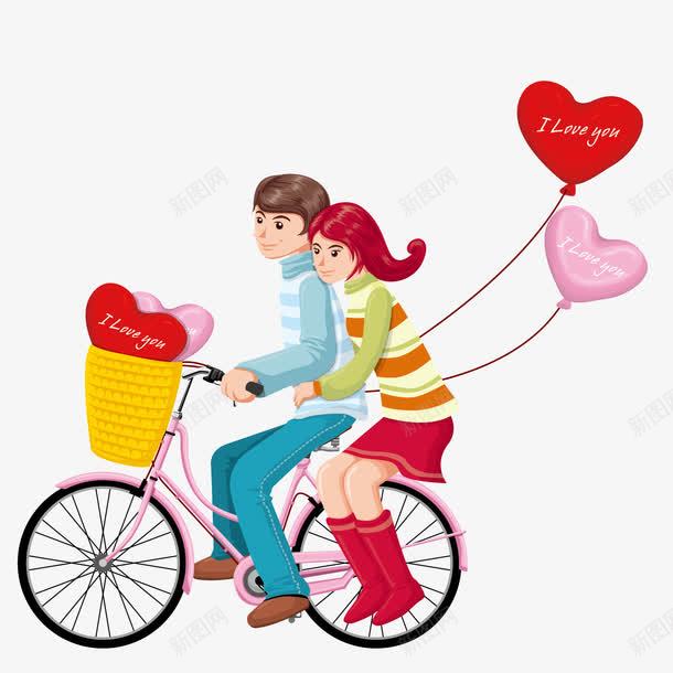 骑单车的情侣与彩色气球png免抠素材_新图网 https://ixintu.com 单车 彩色气球 情侣 气球