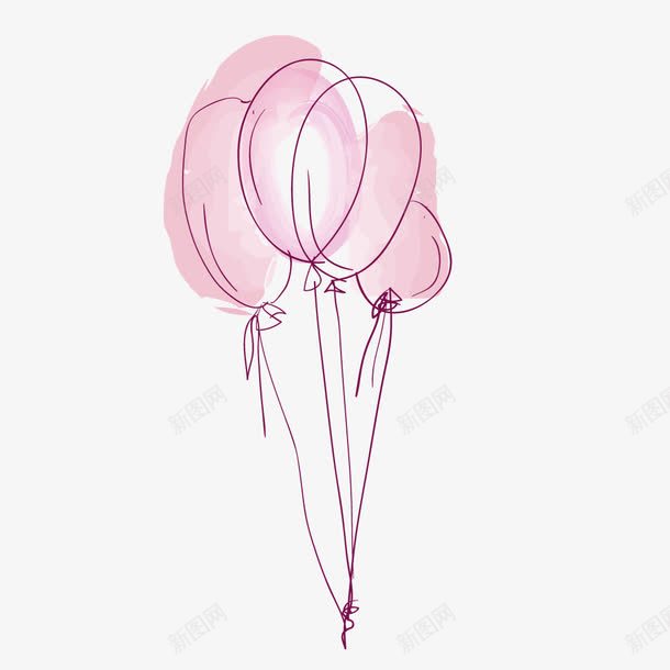 水彩粉色气球png免抠素材_新图网 https://ixintu.com 水彩 简笔画 粉色气球