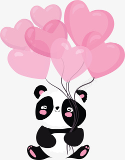 拿着筷子的熊猫拿着爱心气球的熊猫矢量图高清图片