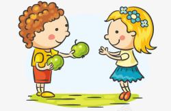 拿苹果的男孩吃水果的小朋友高清图片