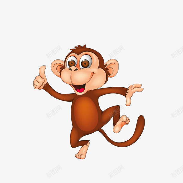 卡通开心跳起点赞的小猴子png免抠素材_新图网 https://ixintu.com 开心小猴 水彩 竖起大拇指 赞表情 跳起点赞