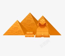 人面狮身金像埃及金字塔卡通高清图片