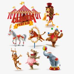3D电影促销马戏团的动物高清图片