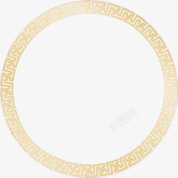 黄色圆环交叠线条花纹中国风中秋素材