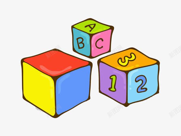彩色方块png免抠素材_新图网 https://ixintu.com 字母 实用 彩色 手绘 拼接 数字 方块 正方体 立体 骰子