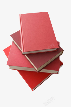 新书红色崭新封面的一叠书实物高清图片