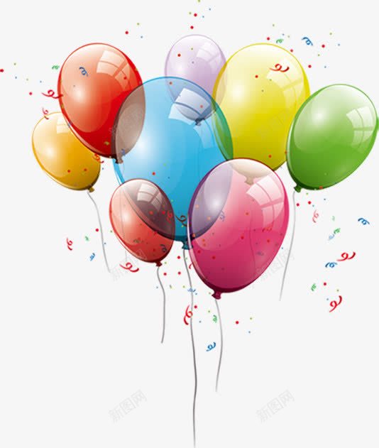手绘彩色丝带气球装饰png免抠素材_新图网 https://ixintu.com 丝带 彩色 气球 气球墙 装饰
