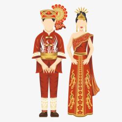 男女服饰彩色泰国传统服饰图标高清图片