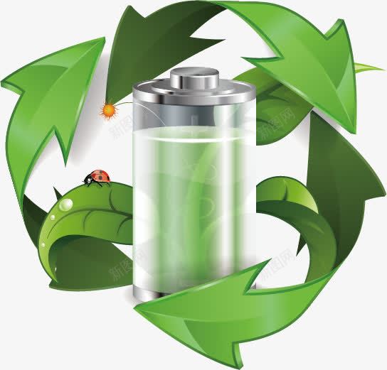 环保电池矢量图ai免抠素材_新图网 https://ixintu.com 创意 广告设计 环保 电池 矢量素材 箭头 绿色 矢量图