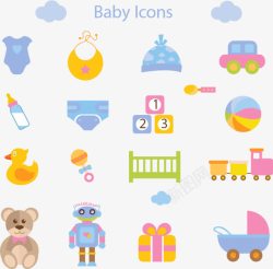 熊朵婴儿帽子彩色卡通可爱婴儿元素图标矢量图高清图片