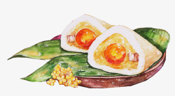端午节装饰插画传统食物蛋黄粽子素材