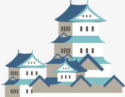 手绘民居日本民居建筑卡通装饰元素矢量图高清图片