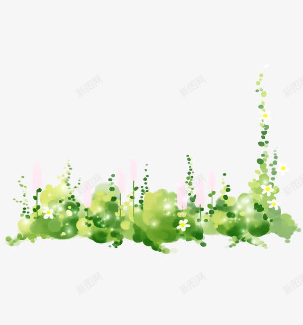 手绘创意绿色植物花朵装饰png免抠素材_新图网 https://ixintu.com 创意 植物素材 绿色植物 藤蔓