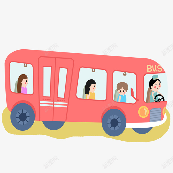 卡通红色公交车png免抠素材_新图网 https://ixintu.com BUS 公交 公交车 公交车卡通画 卡通 红色