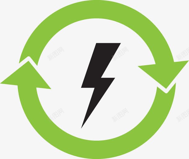 绿色闪电图标图png_新图网 https://ixintu.com 低能耗 可再生能源 可回收 回收利用 图标 垃圾桶 环保 生态标志 绿叶 绿色 绿色环保
