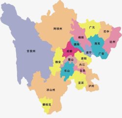 行政区域四川彩色地图和行政区域高清图片