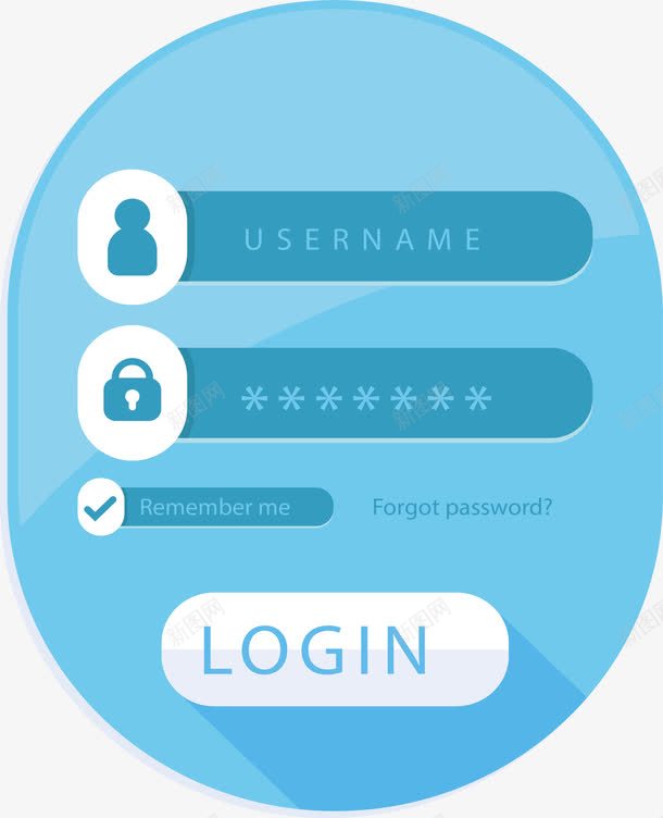 蓝色椭圆形登录框png免抠素材_新图网 https://ixintu.com 椭圆形 登录 登录框 登陆界面 矢量png 蓝色登录框