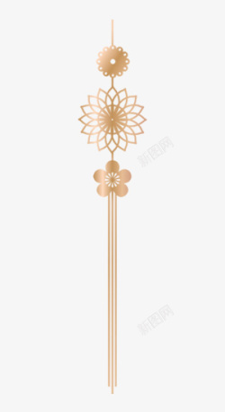 中国结贴纸挂饰金色飘带装饰简图高清图片