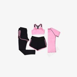 粉色瑜伽服芙帛健身房运动跑步裤短袖速干衣高清图片